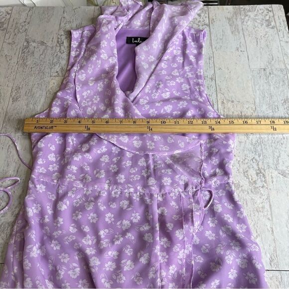 Lulu’s Cornelia Lavender Floral Print Ruffled Wrap Midi Dress - Picture 10 of 13